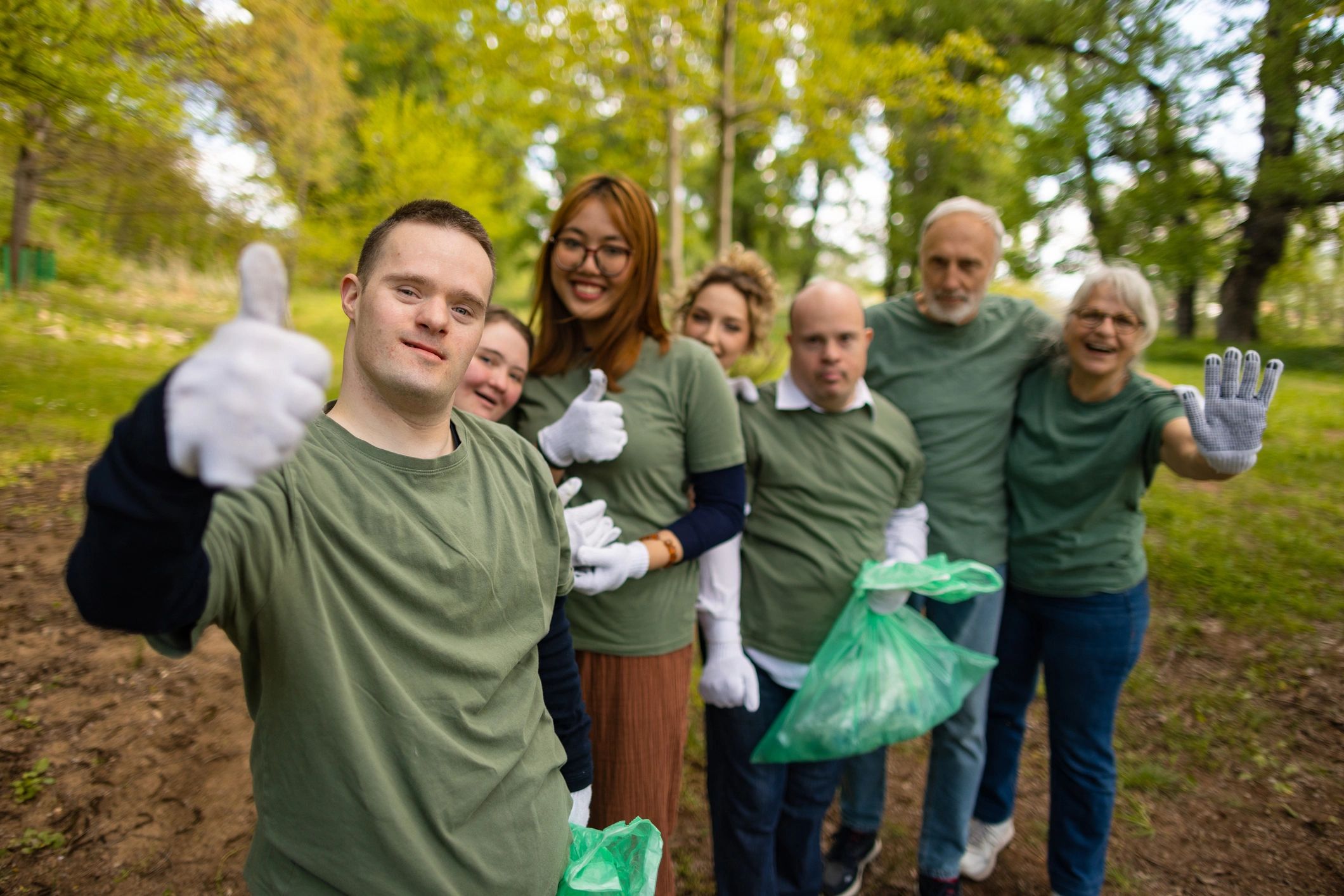 Group of volunteers outdoors during a community activity