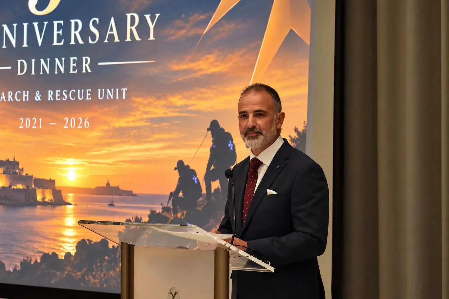 The Noble Baroncino Michael Trapani Galea Feriol addresses the gala dinner